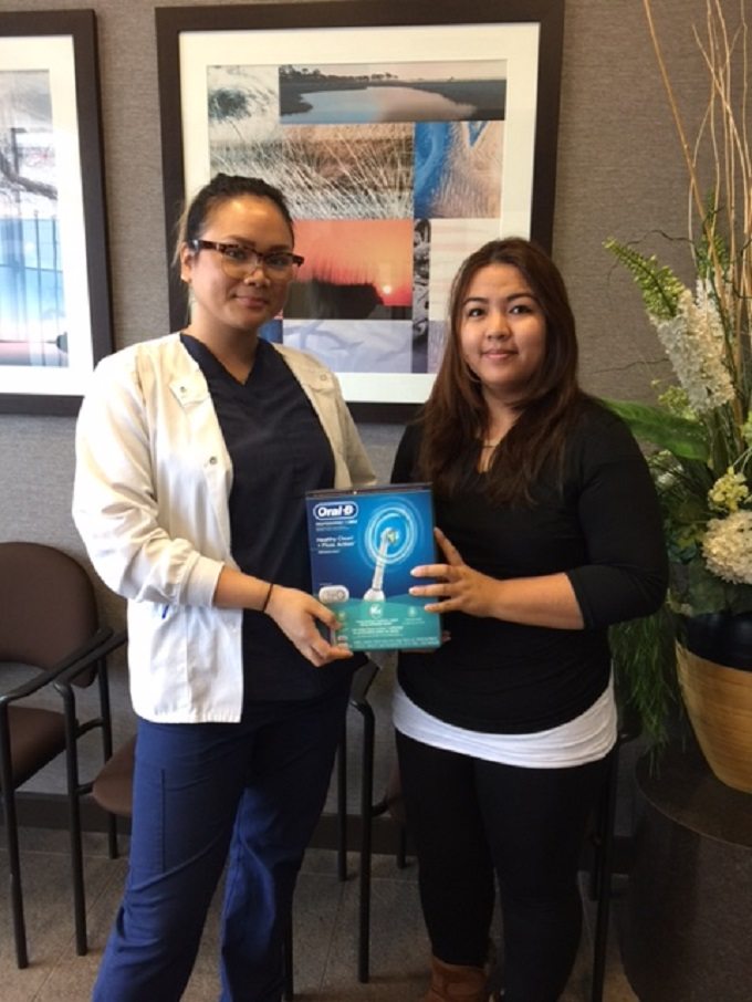 Our December 2015 Winner of an Oral B Toothbrush from your North Vancouver Dentist.